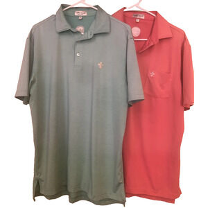 Peter Millar Golf Crown Summer Comfort Polos Mens Medium Lot Of 2 Green Salmon